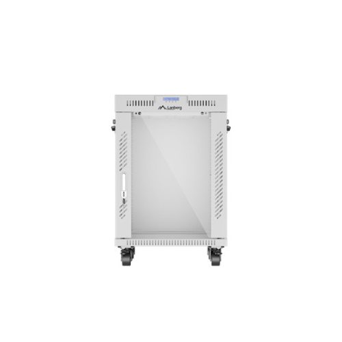 Lanberg 19" szabadon álló rack szekrény 15U/600X600 üvegajtó, lapraszerelt, LCD kijelző, szürke V2
