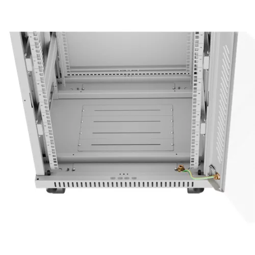 Lanberg 19" szabadon álló rack szekrény 15U/600X600 üvegajtó, lapraszerelt, LCD kijelző, szürke V2