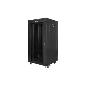   Lanberg 19" szabadon álló rack szekrény 22U/600X600 üvegajtó, lapraszerelt, LCD kijelző, fekete V2