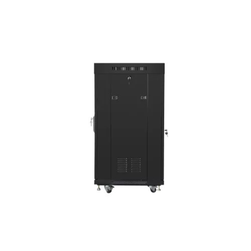 Lanberg 19" szabadon álló rack szekrény 22U/600X600 üvegajtó, lapraszerelt, LCD kijelző, fekete V2