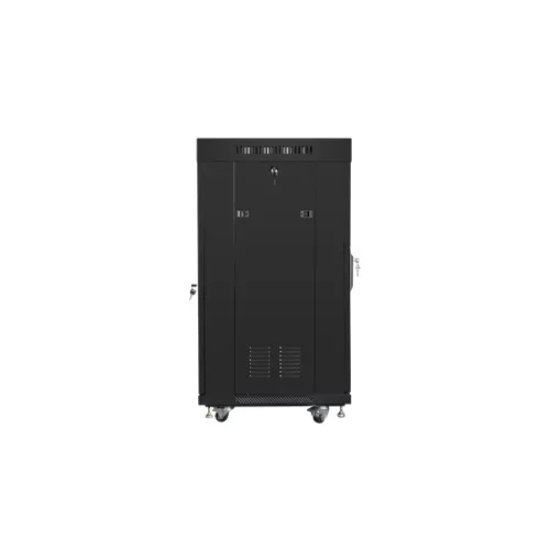 Lanberg 19" szabadon álló rack szekrény 22U/600X600 üvegajtó, lapraszerelt, LCD kijelző, fekete V2
