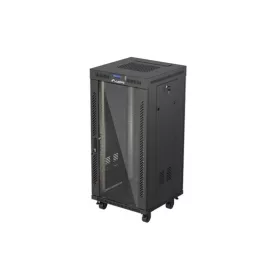  Lanberg 19" szabadon álló rack szekrény 24U/600X600 üvegajtó, lapraszerelt, LCD kijelző, fekete V2