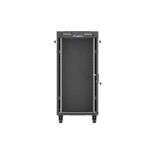 Lanberg 19" szabadon álló rack szekrény 24U/600X600 üvegajtó, lapraszerelt, LCD kijelző, fekete V2