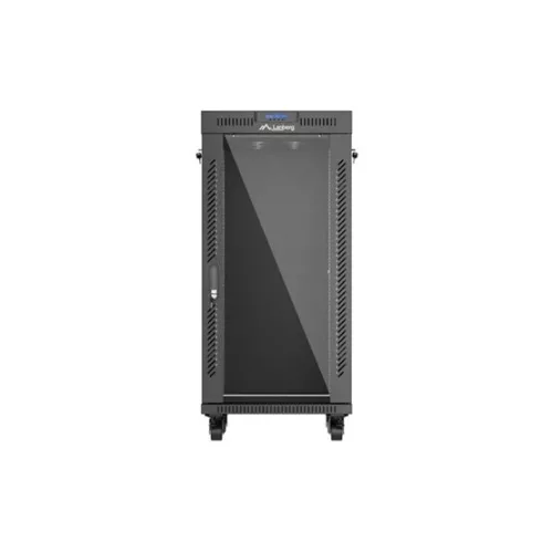 Lanberg 19" szabadon álló rack szekrény 24U/600X600 üvegajtó, lapraszerelt, LCD kijelző, fekete V2