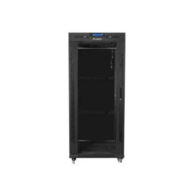   Lanberg 19" szabadon álló rack szekrény 27U/600X600 üvegajtó, lapraszerelt, LCD kijelző, fekete V2