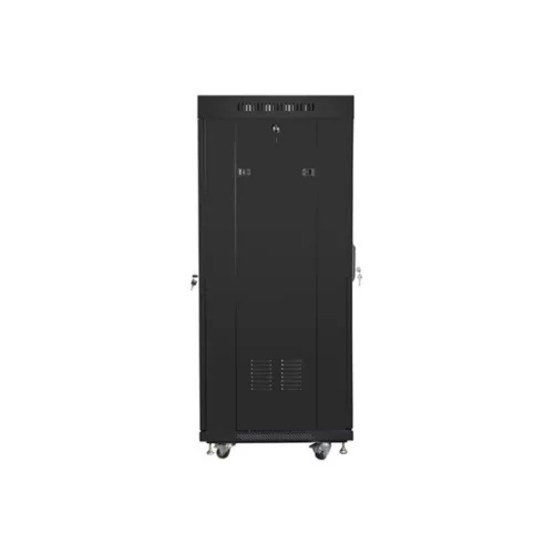 Lanberg 19" szabadon álló rack szekrény 27U/600X600 perforált ajtó, lapraszerelt, LCD kijelző, fekete V2