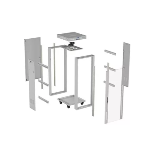 Lanberg 19" szabadon álló rack szekrény 32U/600X600 üvegajtó, lapraszerelt, LCD kijelző, szürke