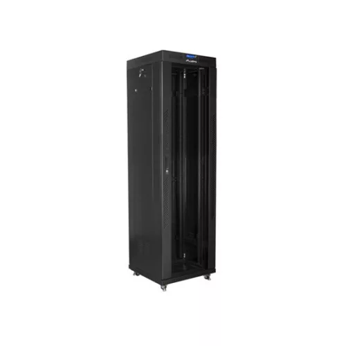 Lanberg 19" szabadon álló rack szekrény 42U/600X600 üvegajtó, lapraszerelt, LCD kijelző, fekete V2