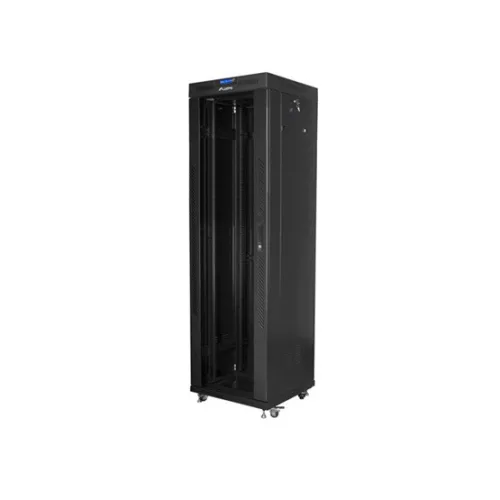 Lanberg 19" szabadon álló rack szekrény 42U/600X600 üvegajtó, lapraszerelt, LCD kijelző, fekete V2