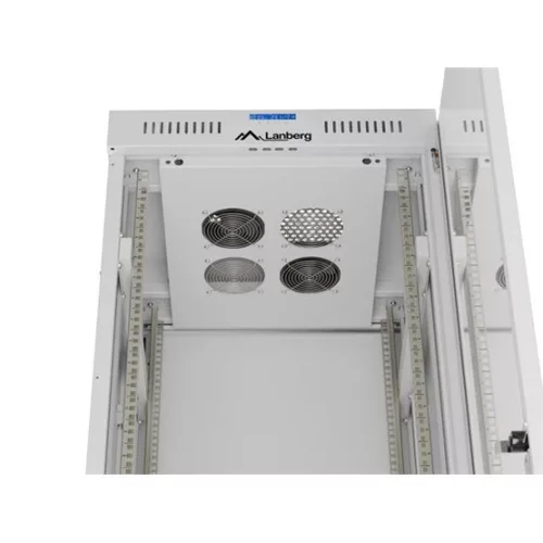 Lanberg 19" szabadon álló rack szekrény 42U/600X600 üvegajtó, lapraszerelt, LCD kijelző, szürke V2