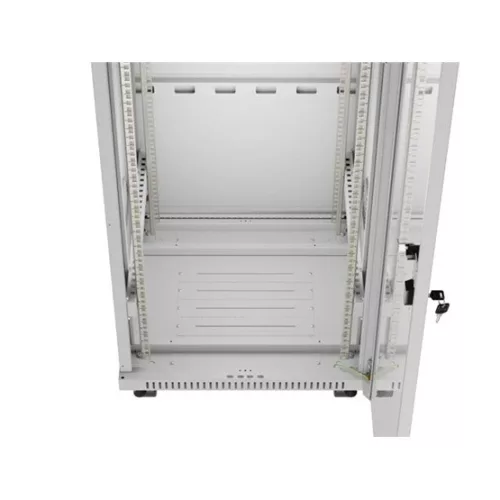 Lanberg 19" szabadon álló rack szekrény 42U/600X600 üvegajtó, lapraszerelt, LCD kijelző, szürke V2