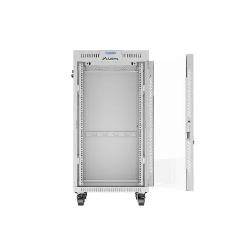 Lanberg 19" szabadon álló rack szekrény 22U/600X800 üvegajtó, lapraszerelt, LCD kijelző, szürke V2