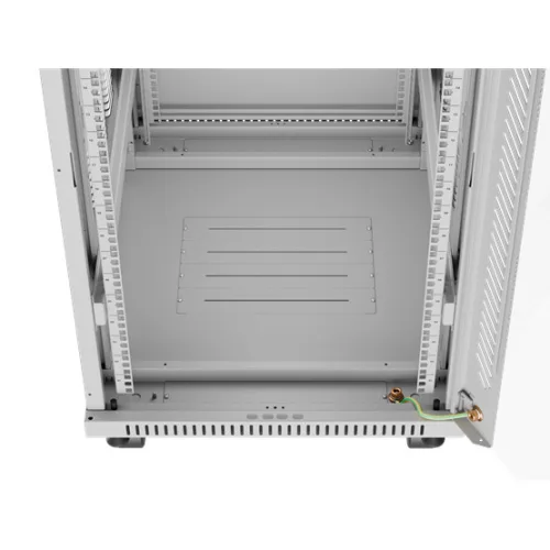 Lanberg 19" szabadon álló rack szekrény 22U/600X800 üvegajtó, lapraszerelt, LCD kijelző, szürke V2