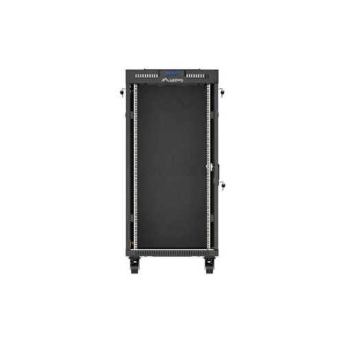 Lanberg 19" szabadon álló rack szekrény 24U/600X800 üvegajtó, lapraszerelt, LCD kijelző, fekete V2