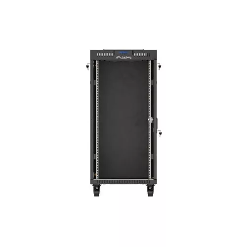 Lanberg 19" szabadon álló rack szekrény 24U/600X800 üvegajtó, lapraszerelt, LCD kijelző, fekete V2
