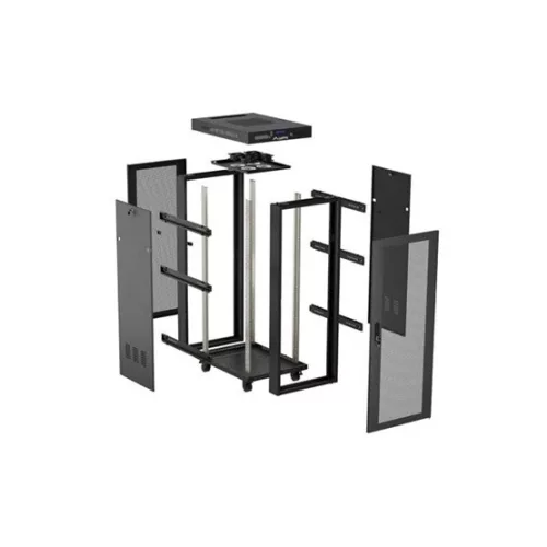 Lanberg 19" szabadon álló rack szekrény 24U/600X800 perforált ajtó, lapraszerelt, LCD kijelző, fekete V2
