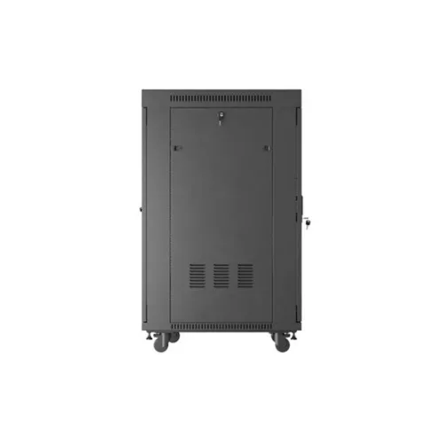 Lanberg 19" szabadon álló rack szekrény 24U/600X800 perforált ajtó, lapraszerelt, LCD kijelző, fekete V2