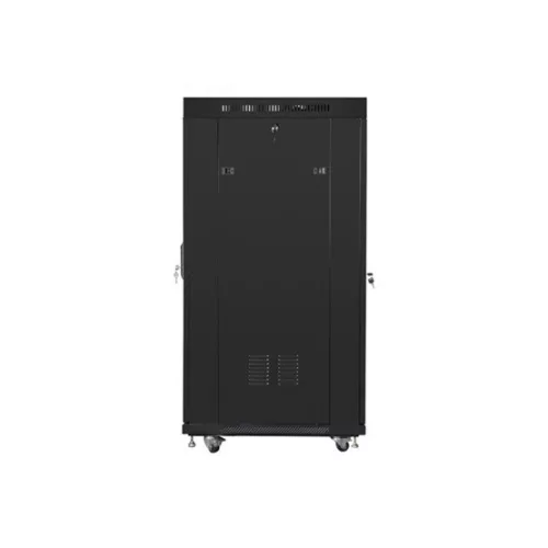 Lanberg 19" szabadon álló rack szekrény 27U/600X800 üvegajtó, lapraszerelt, LCD kijelző, fekete V2