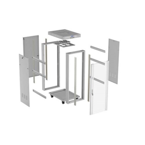 Lanberg 19" szabadon álló rack szekrény 32U/600X800 üvegajtó, lapraszerelt, LCD kijelző, szürke V2