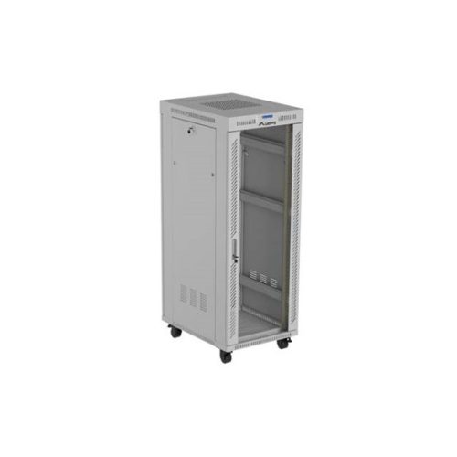 Lanberg 19" szabadon álló rack szekrény 32U/600X800 üvegajtó, lapraszerelt, LCD kijelző, szürke V2