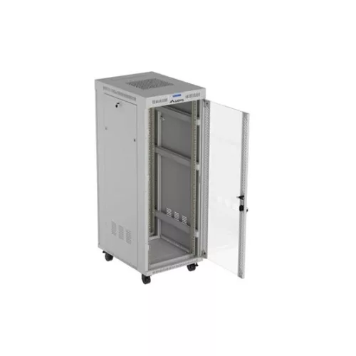 Lanberg 19" szabadon álló rack szekrény 32U/600X800 üvegajtó, lapraszerelt, LCD kijelző, szürke V2
