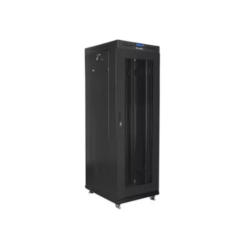 Lanberg 19" szabadon álló rack szekrény 37U/600X800 perforált ajtó, lapraszerelt, LCD kijelző, fekete V2