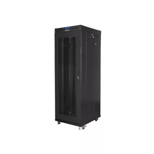 Lanberg 19" szabadon álló rack szekrény 37U/600X800 perforált ajtó, lapraszerelt, LCD kijelző, fekete V2