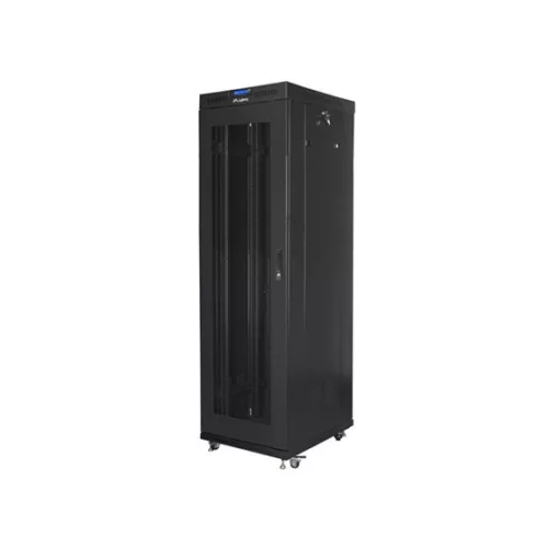 Lanberg 19" szabadon álló rack szekrény 42U/600X800 perforált ajtó, lapraszerelt, LCD kijelző, fekete V2