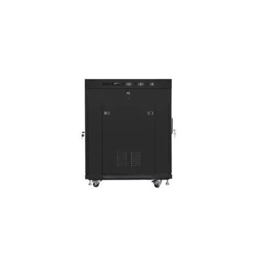 Lanberg 19" szabadon álló rack szekrény 15U/800X1000 üvegajtó, lapraszerelt, LCD kijelző, fekete V2