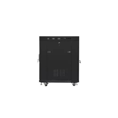Lanberg 19" szabadon álló rack szekrény 15U/800X1000 perforált ajtó, lapraszerelt, LCD kijelző, fekete V2