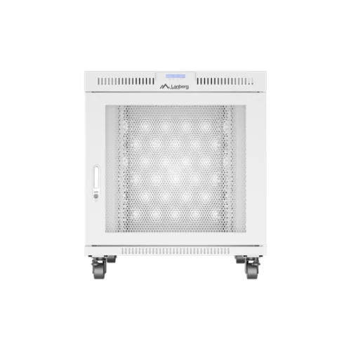Lanberg 19" szabadon álló rack szekrény 15U/800X1000 perforált ajtó, lapraszerelt, LCD kijelző, szürke