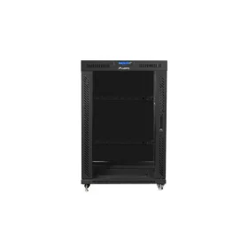   Lanberg 19" szabadon álló rack szekrény 22U/800X1000 üvegajtó, lapraszerelt, LCD kijelző, fekete V2