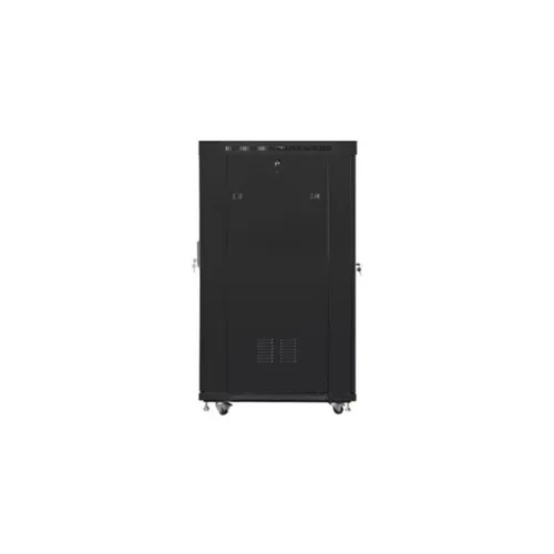 Lanberg 19" szabadon álló rack szekrény 22U/800X1000 perforált ajtó, lapraszerelt, LCD kijelző, fekete V2