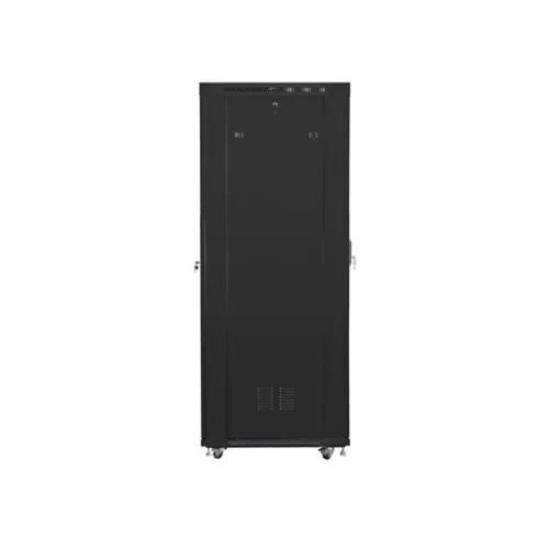 Lanberg 19" szabadon álló rack szekrény 27U/800X1000 perforált ajtó, lapraszerelt, LCD kijelző, fekete V2