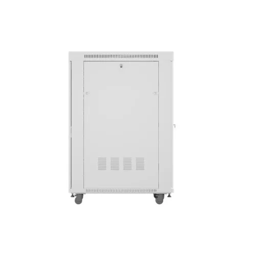 Lanberg 19" szabadon álló rack szekrény 27U/800X1000 perforált ajtó, lapraszerelt, LCD kijelző, szürke