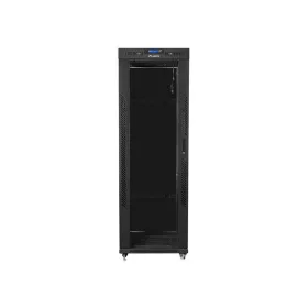   Lanberg 19" szabadon álló rack szekrény 37U/800X1000 üvegajtó, lapraszerelt, LCD kijelző, fekete V2