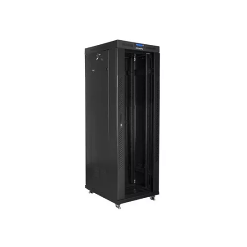 Lanberg 19" szabadon álló rack szekrény 37U/800X1000 üvegajtó, lapraszerelt, LCD kijelző, fekete V2
