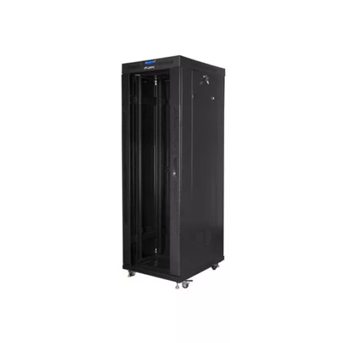 Lanberg 19" szabadon álló rack szekrény 37U/800X1000 üvegajtó, lapraszerelt, LCD kijelző, fekete V2