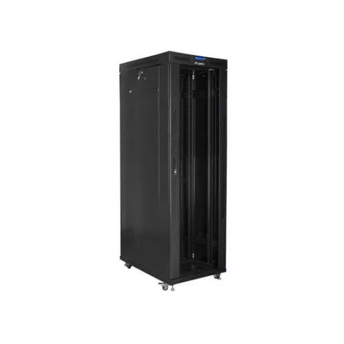 Lanberg 19" szabadon álló rack szekrény 42U/800X1000 üvegajtó, lapraszerelt, LCD kijelző, fekete V2