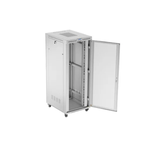 Lanberg 19" szabadon álló rack szekrény 42U/800X1000 perforált ajtó, lapraszerelt, LCD kijelző, szürke