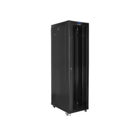   Lanberg 19" szabadon álló rack szekrény 47U/800X1000 üvegajtó, lapraszerelt, LCD kijelző, fekete