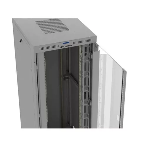 Lanberg 19" szabadon álló rack szekrény 47U/800X1000 üvegajtó, lapraszerelt, LCD kijelző, szürke
