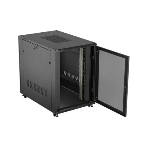Lanberg 19" szabadon álló rack szekrény 22U/800X1200 perforált ajtó, lapraszerelt, fekete