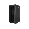 Lanberg 19" szabadon álló rack szekrény 27U/800X1200 üvegajtó, lapraszerelt, LCD kijelző, fekete