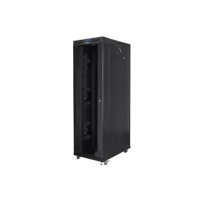   Lanberg 19" szabadon álló rack szekrény 42U/800X1200 üvegajtó, lapraszerelt, LCD kijelző, fekete V2