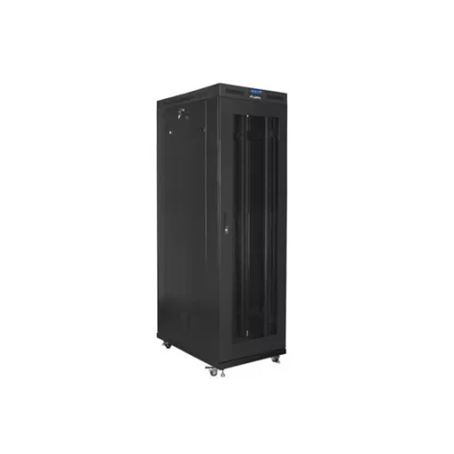 Lanberg 19" szabadon álló rack szekrény 42U/800X1200 perforált ajtó, lapraszerelt, LCD kijelző, fekete V2