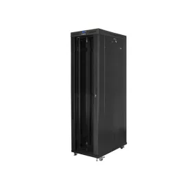   Lanberg 19" szabadon álló rack szekrény 47U/800X1200 üvegajtó, lapraszerelt, LCD kijelző, fekete V2