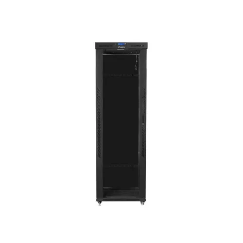 Lanberg 19" szabadon álló rack szekrény 47U/800X1200 üvegajtó, lapraszerelt, LCD kijelző, fekete V2