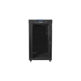   Lanberg 19" szabadon álló rack szekrény 22U/800X1000 üvegajtó, lapraszerelt, LCD kijelző, fekete V2