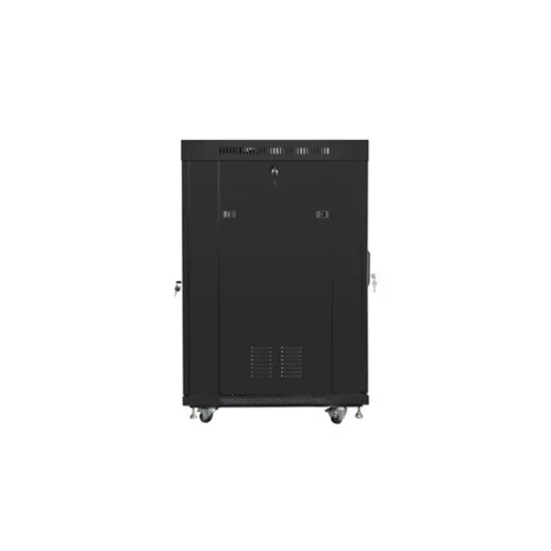 Lanberg 19" szabadon álló rack szekrény 22U/800X1000 üvegajtó, lapraszerelt, LCD kijelző, fekete V2